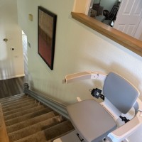 Bruno Elan stairlift with power folding rail installed by Lifeway Mobility San Diego