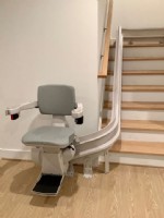 curved stairlift with bottom landing park option installed by Lifeway Mobility Baltimore
