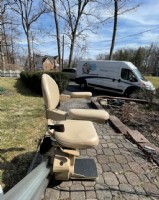 outdoor Bruno stairlift installed by Lifeway Mobility in Columbia Maryland