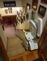 stairlift from Lifeway Mobility restores safe access to man cave in basement of home in Saxonburg PA