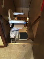 Stairlift at Top of Basement Stairs in Indiana home