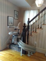 curved stairlift in home in Reading Massachusetts