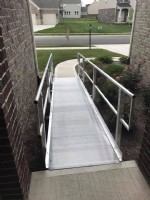 modular aluminum ramp with handrails installed by Lifeway Indiana