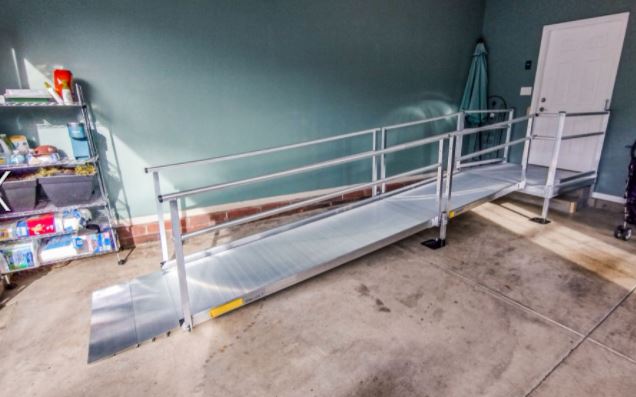 wheelchair ramp installed in garage by Lifeway Mobility