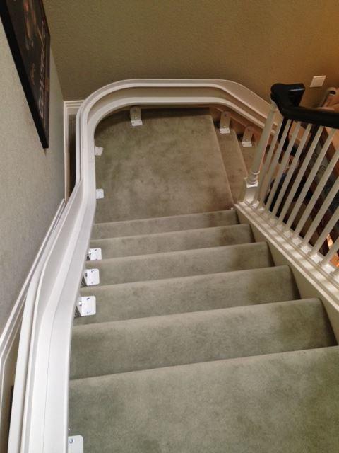 Stair lift viewed from the second floor