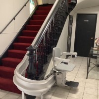 curved stairlift in church in Baltimore from Lifeway Mobility