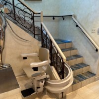 curved stairlift with 180 park and custom upholstery in LaJolla CA from Lifeway Mobility